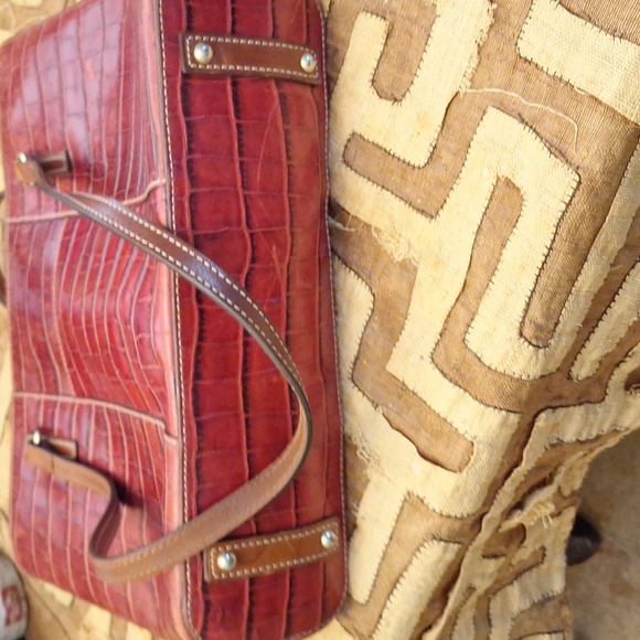 Dooney and Burke large red crocodile print tote - Picture 3 of 4